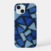 Blue Faux Glass Mosaic iPhone 15 Case (Achterkant)