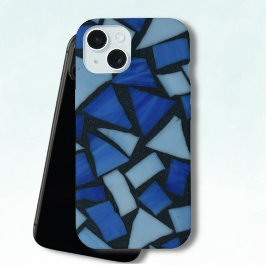 Blue Faux Glass Mosaic iPhone 15 Case