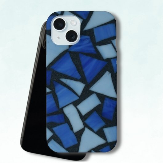 Blue Faux Glass Mosaic iPhone 15 Case