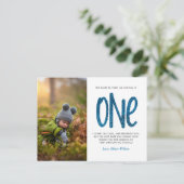 Blue Faux Glitter 1e verjaardag Dank u Briefkaart (Staand voorkant)