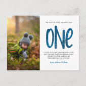 Blue Faux Glitter 1e verjaardag Dank u Briefkaart (Voorkant)