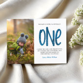 Blue Faux Glitter 1e verjaardag Dank u Briefkaart