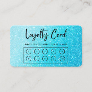 Blue Faux Glitter Custom Loyalty Kaart Visitekaartje