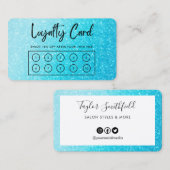 Blue Faux Glitter Custom Loyalty Kaart Visitekaartje (Voorkant / Achterkant)