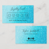 Blue Faux Glitter Custom Loyalty Kaart Visitekaartje (Voorkant / Achterkant)