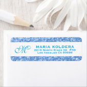 Blue Faux Glitter Custom Monogram Etiket (Insitu)