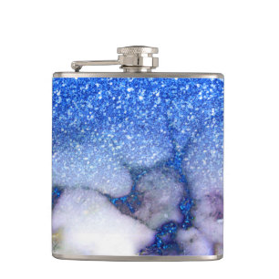 Blue Faux Glitter en Marble Ombre Heupfles