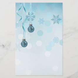 Blue Faux Glitter-kerstversieringen Briefpapier