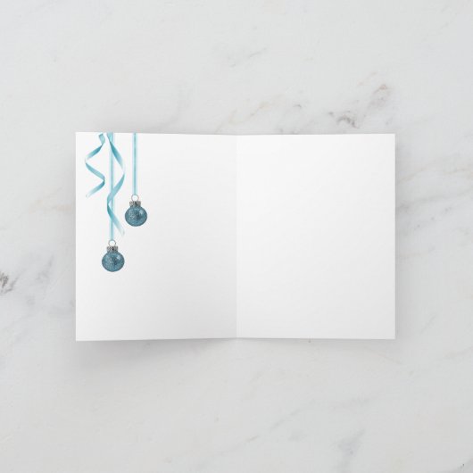 Blue Faux Glitter-kerstversieringen Feestdagen Kaart (Binnen)