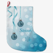 Blue Faux Glitter-kerstversieringen Grote Kerstsok (Voorkant)