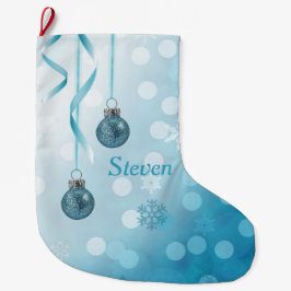 Blue Faux Glitter-kerstversieringen Grote Kerstsok