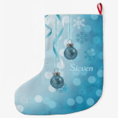 Blue Faux Glitter-kerstversieringen Grote Kerstsok (Achterkant)