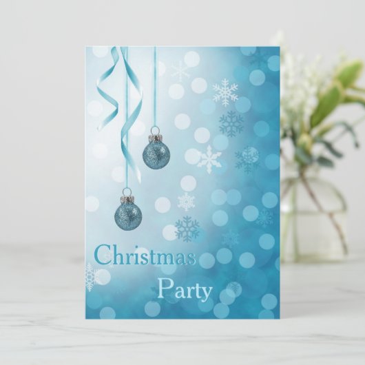 Blue Faux Glitter-kerstversieringen Kaart (Staand voorkant)
