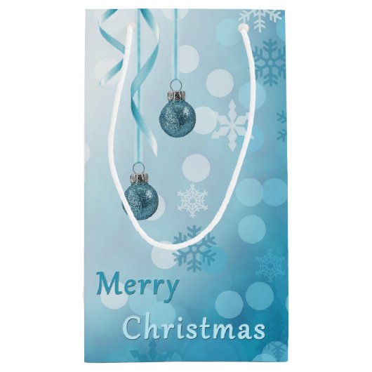 Blue Faux Glitter-kerstversieringen Klein Cadeauzakje (Achterkant)