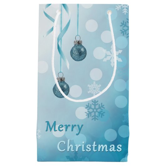 Blue Faux Glitter-kerstversieringen Klein Cadeauzakje (Voorkant)