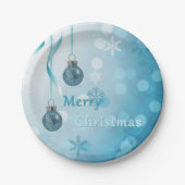 Blue Faux Glitter-kerstversieringen Papieren Bordje (Voorkant)