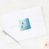 Blue Faux Glitter-kerstversieringen Vierkante Sticker (Envelop)