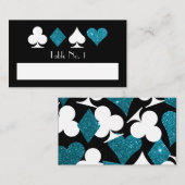 Blue Faux Glitter Las Vegas Blank Name Table Card Plaatskaartje (Voorkant / Achterkant)