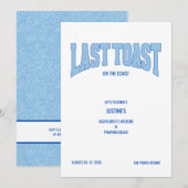 Blue Faux Glitter LAST TOAST Bachelorette Party  Kaart (Voorkant / Achterkant)