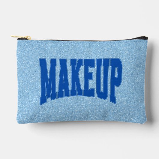 Blue Faux Glitter + Navy MAKEUP Etui (Voorkant)