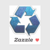 Blue Faux Glitter Recycling Symbool Klimaatverande Sticker (Vel)