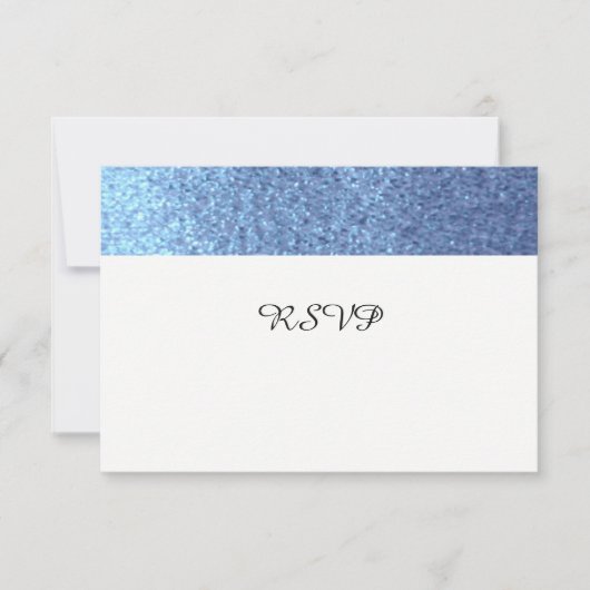 Blue Faux Glitter RSVP (Voorkant)