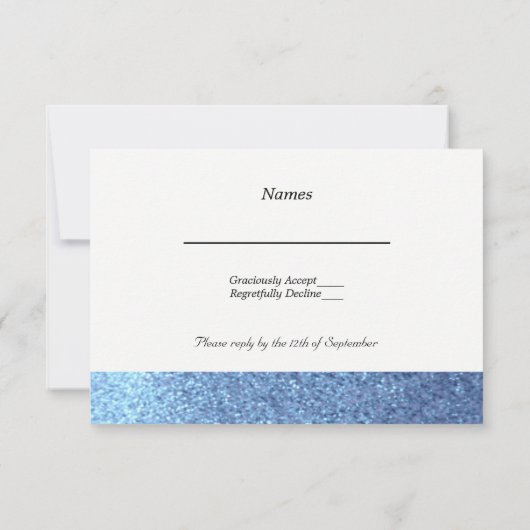 Blue Faux Glitter RSVP (Achterkant)