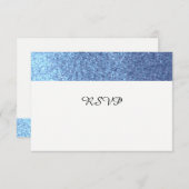 Blue Faux Glitter RSVP (Voorkant / Achterkant)