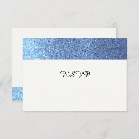 Blue Faux Glitter RSVP (Voorkant / Achterkant)