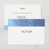 Blue Faux Glitter RSVP Kaartje (Voorkant / Achterkant)