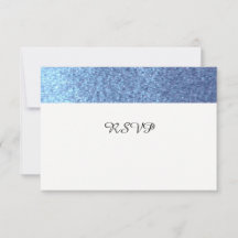 Blue Faux Glitter RSVP