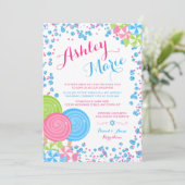 Blue Faux Glitter Snoep Bat Mitzvah Kaart (Staand voorkant)