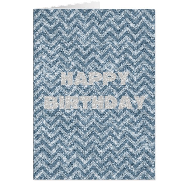 Blue Faux Glitter Sparkle Chevron (Voorkant)