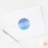 Blue Faux Glitter Sweet 16 Birthday Dank je Ronde Sticker (Envelop)