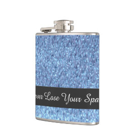 Blue Faux Glitter verliest je spaarpjes nooit Heupfles