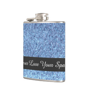 Blue Faux Glitter verliest je spaarpjes nooit Heupfles
