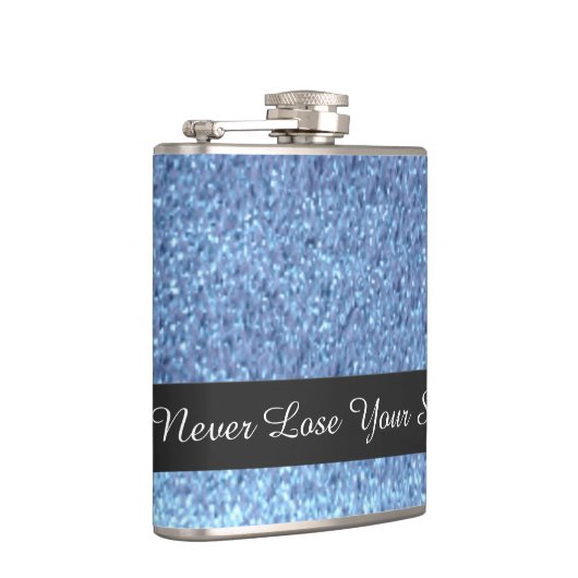 Blue Faux Glitter verliest je spaarpjes nooit Heupfles (Rechts)