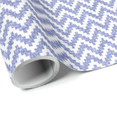 Blue Faux Glitter & White Ikat Chevron Cadeaupapier (Rol Hoek)