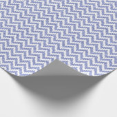 Blue Faux Glitter & White Ikat Chevron Cadeaupapier (Hoek)