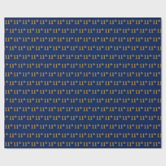 Blue, Faux Gold 11th (Elfde) Event Cadeaupapier (Vlak)