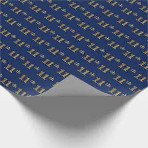 Blue, Faux Gold 11th (Elfde) Event Cadeaupapier