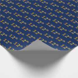Blue, Faux Gold 12th (twaalfde) event Cadeaupapier