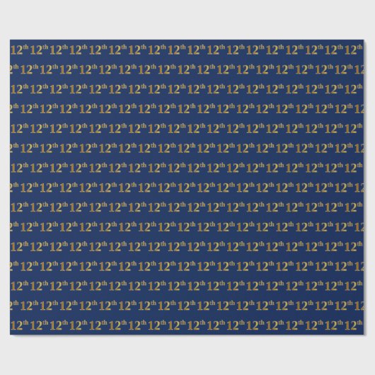 Blue, Faux Gold 12th (twaalfde) event Cadeaupapier (Vlak)