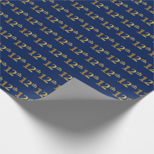 Blue, Faux Gold 12th (twaalfde) event Cadeaupapier
