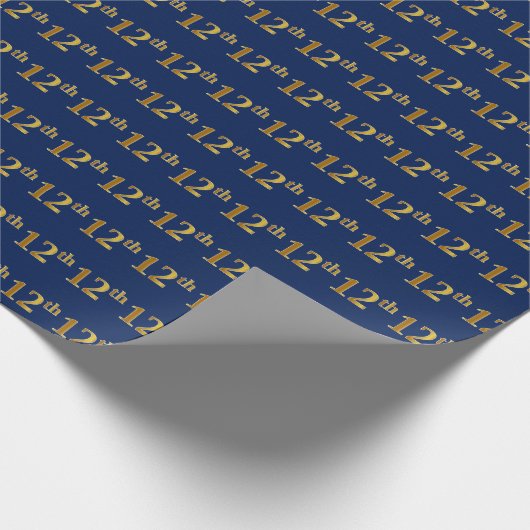 Blue, Faux Gold 12th (twaalfde) event Cadeaupapier (Hoek)