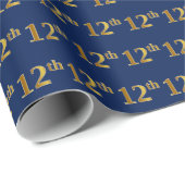 Blue, Faux Gold 12th (twaalfde) event Cadeaupapier (Rol Hoek)