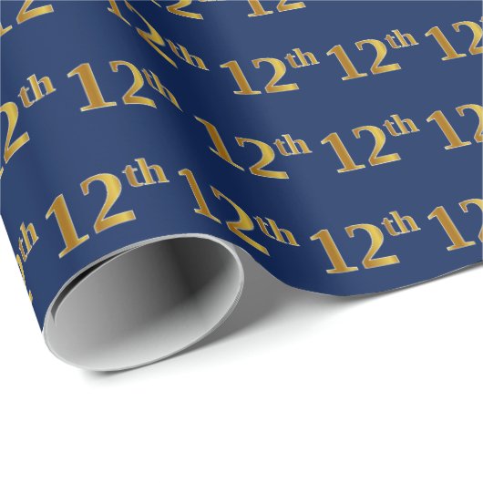Blue, Faux Gold 12th (twaalfde) event Cadeaupapier (Rol Hoek)
