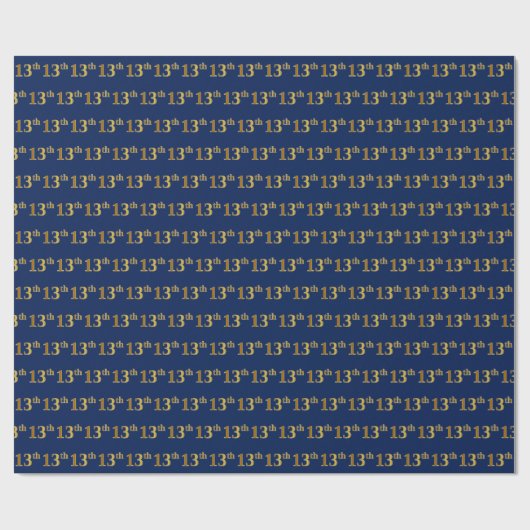 Blue, Faux Gold 13th (Dertiende) Event Cadeaupapier (Vlak)