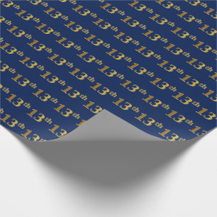 Blue, Faux Gold 13th (Dertiende) Event Cadeaupapier