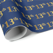 Blue, Faux Gold 13th (Dertiende) Event Cadeaupapier (Rol Hoek)